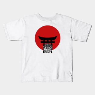 Ninja And Chinese Dragon Shield Kids T-Shirt